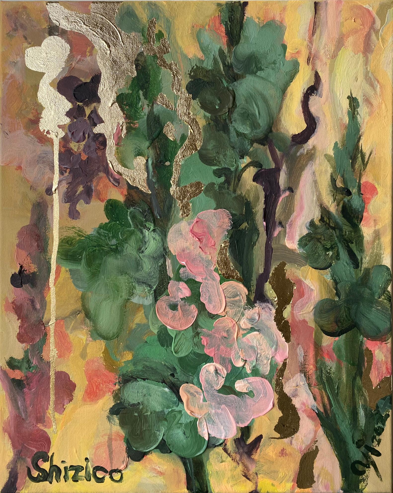 Original Set-Dahlias, Gladiolus in Bloom-Brit Awarded Artist-Abstract Expression - Painting by Shizico Yi 