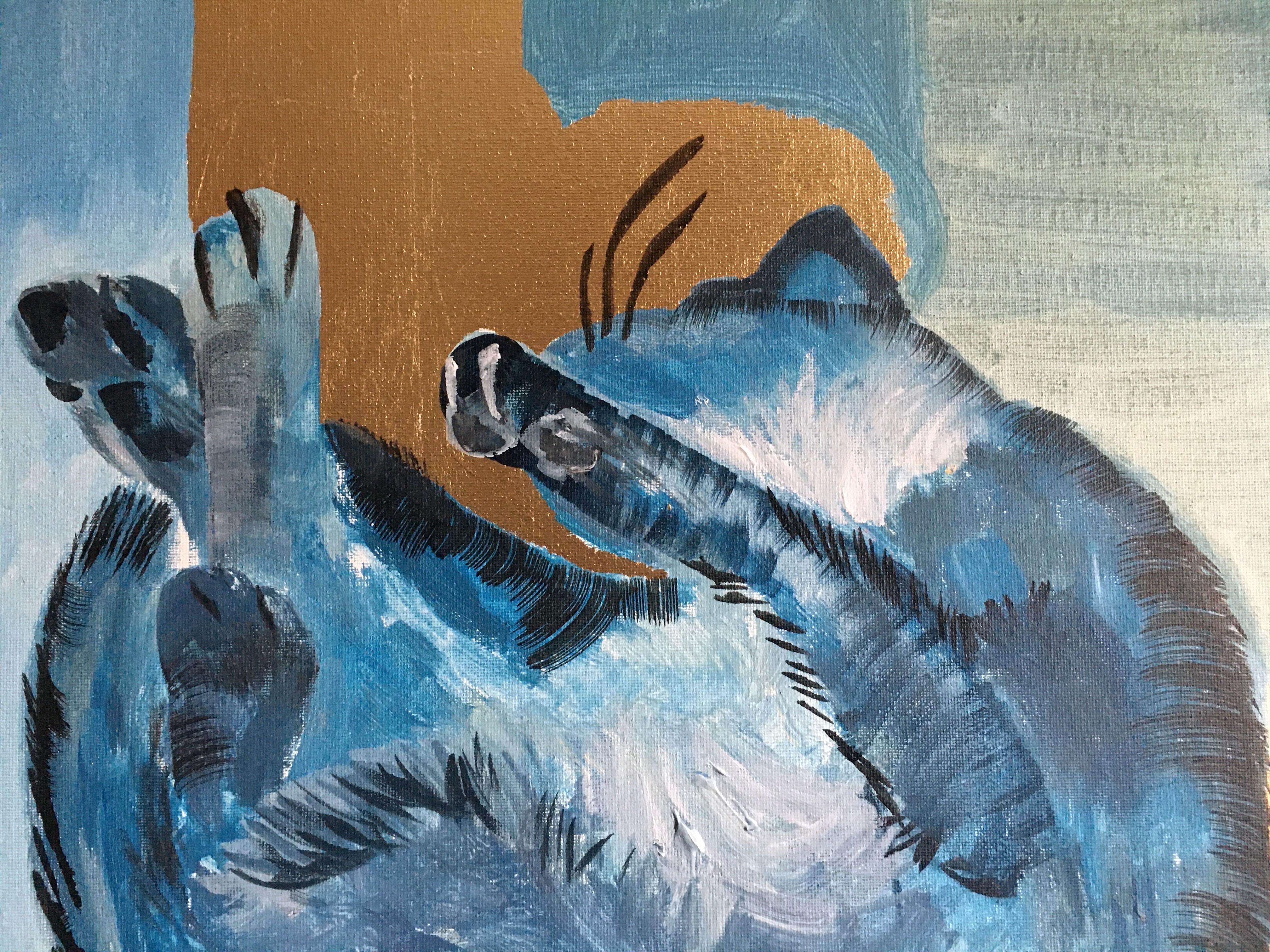 Original-Primary Blue-Cat-Expression-Goldblatt-UK ausgezeichneter Künstler im Angebot 2