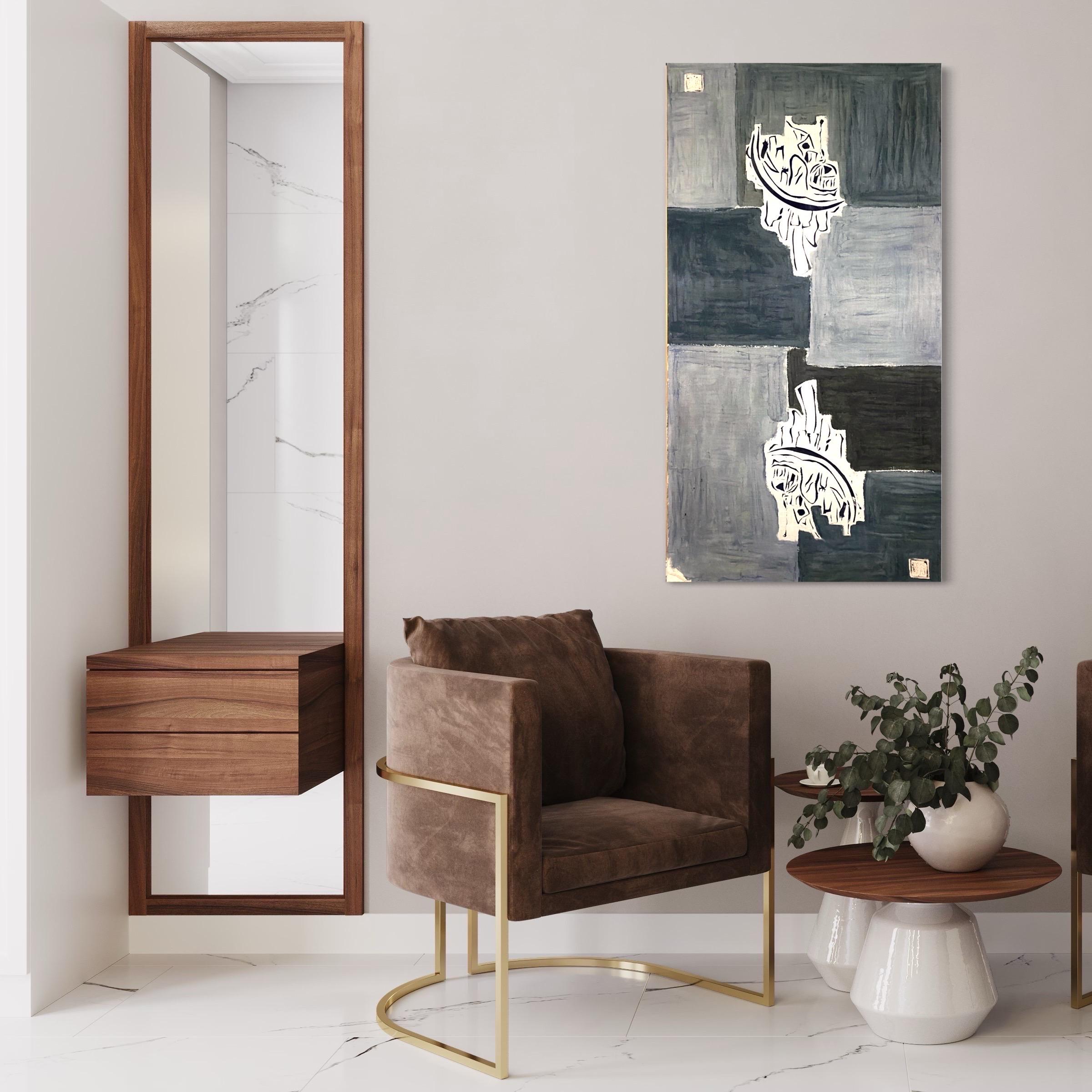 Da Matisse a Hokusai-Paesaggio di Londra-Schermo mono originale-Premio britannicoArtista - Abstract Painting Grigio di Shizico Yi