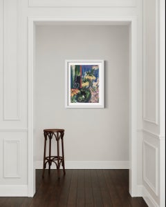 Original-Un chat, un miroir&le jardin-Expression-Abstrait-Royaume-Uni Artiste récompensé-Printemps