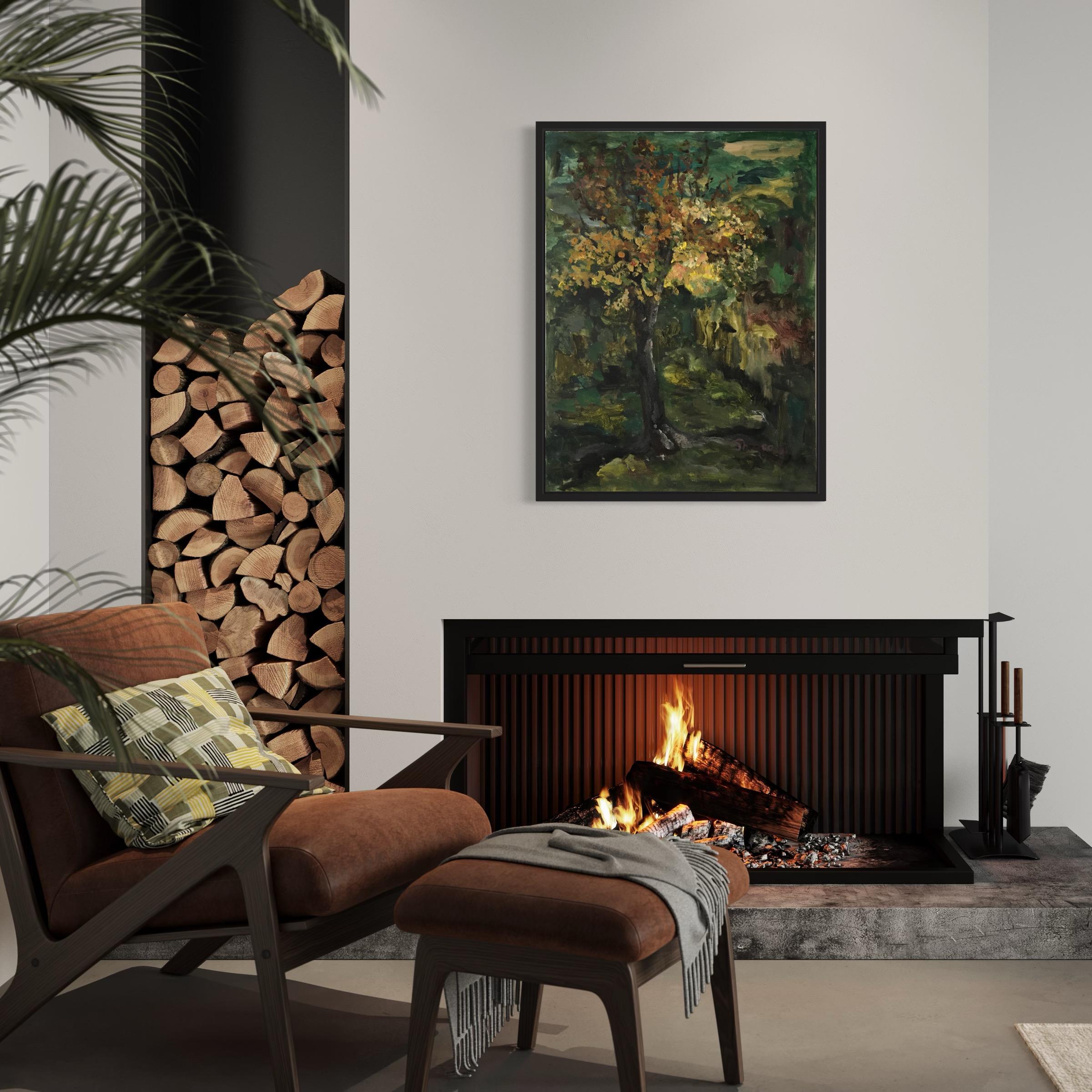 Original Oil-Autumn in London-Plein Air-British Awarded Artist-Large-impression - Painting by Shizico Yi