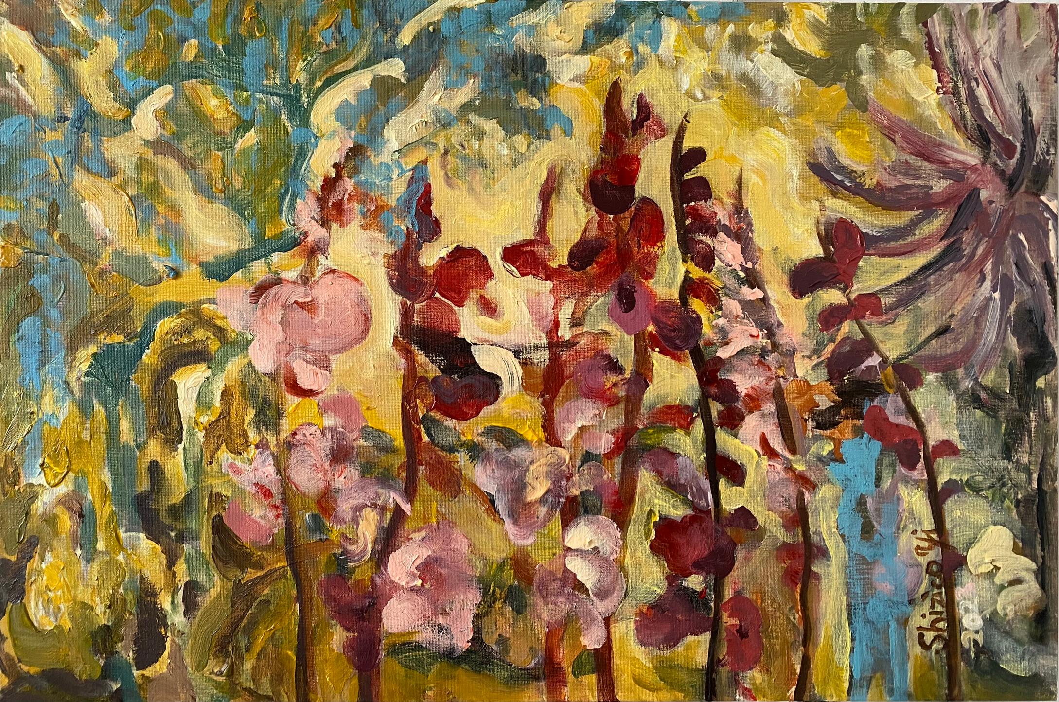 Gladiolus Glorious -Sunlit Series-Expressionist-Cottage Garden-UK Awarded Artist
