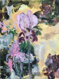 Golden Periode-Benton Irises, Edition #1, handgemalt, Ausdruck, britische Künstlerin