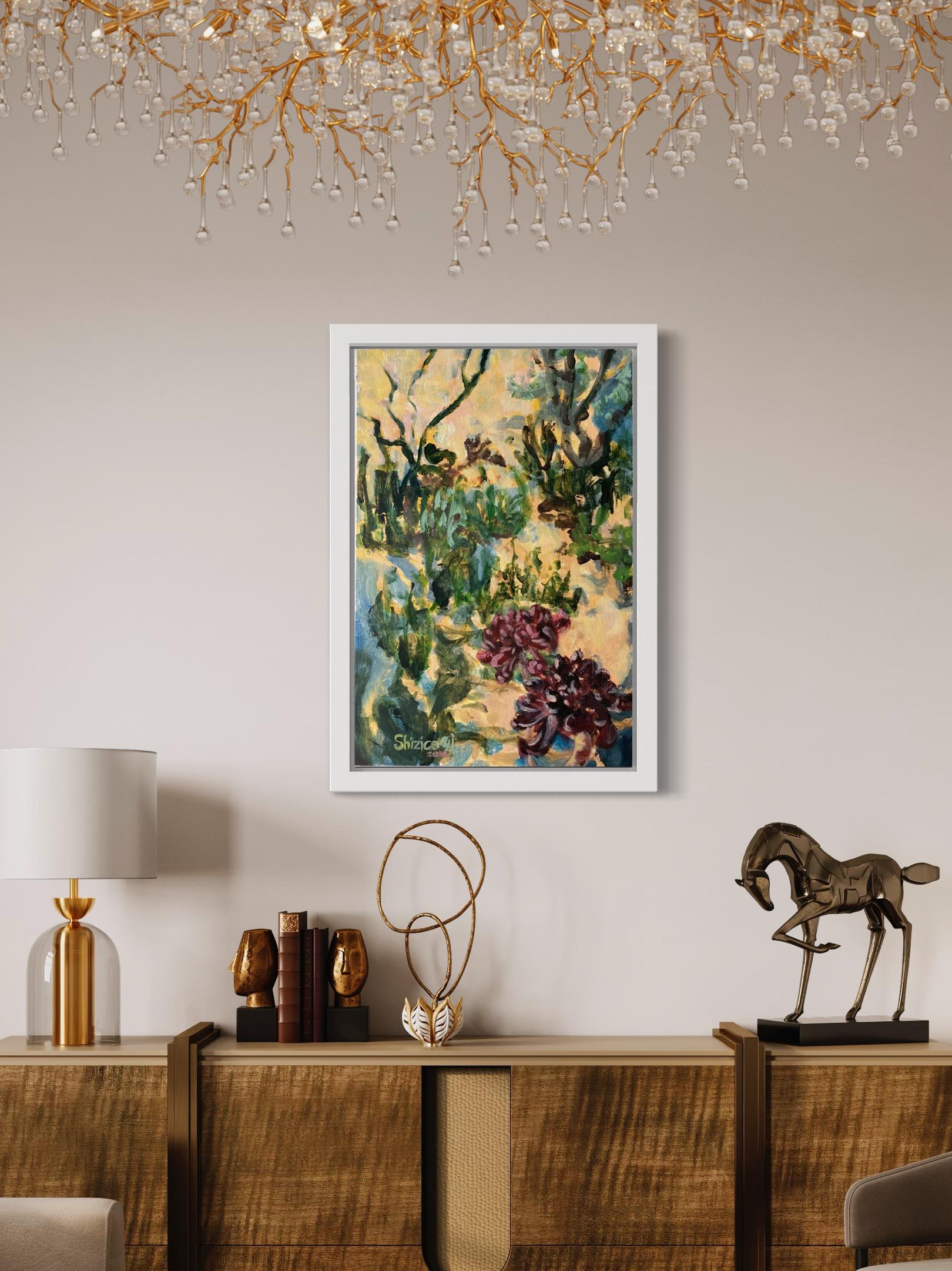 Shizico Yi Landscape Painting - Original-Golden Morning Light-Expressionist-flora-landscape-UK-awarded Artist 
