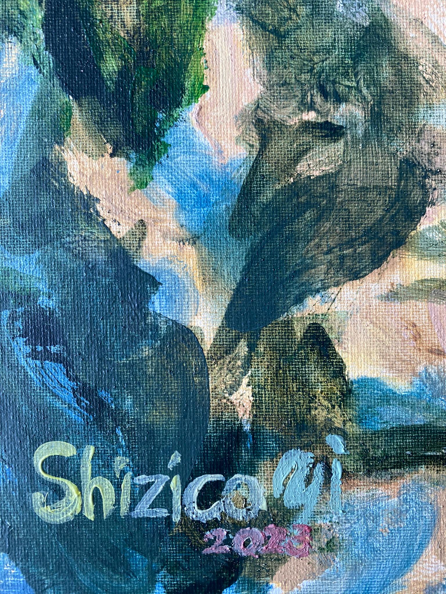 Original-Golden Morning Light-Expressionist-flora-landscape-UK-awarded Artist  - Abstract Expressionist Painting by Shizico Yi