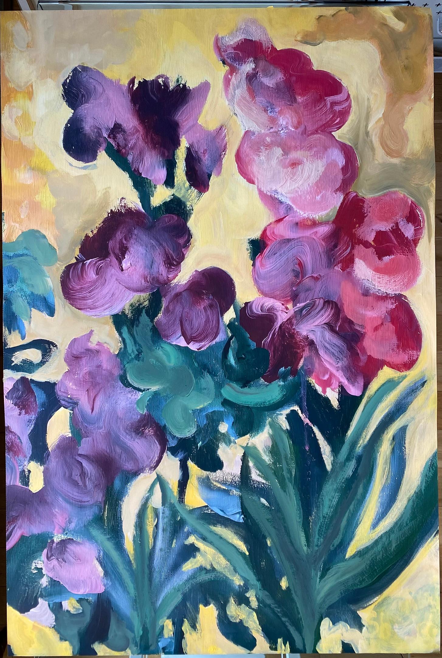 Prova d'artista dipinta a mano #1 -Gladiolus Summer Bloom-Artista britannico premiato in vendita 5