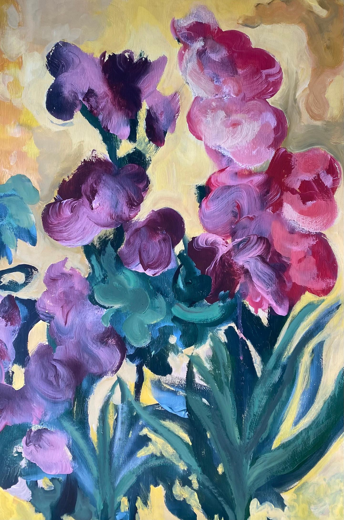 Prova d'artista dipinta a mano #1 -Gladiolus Summer Bloom-Artista britannico premiato