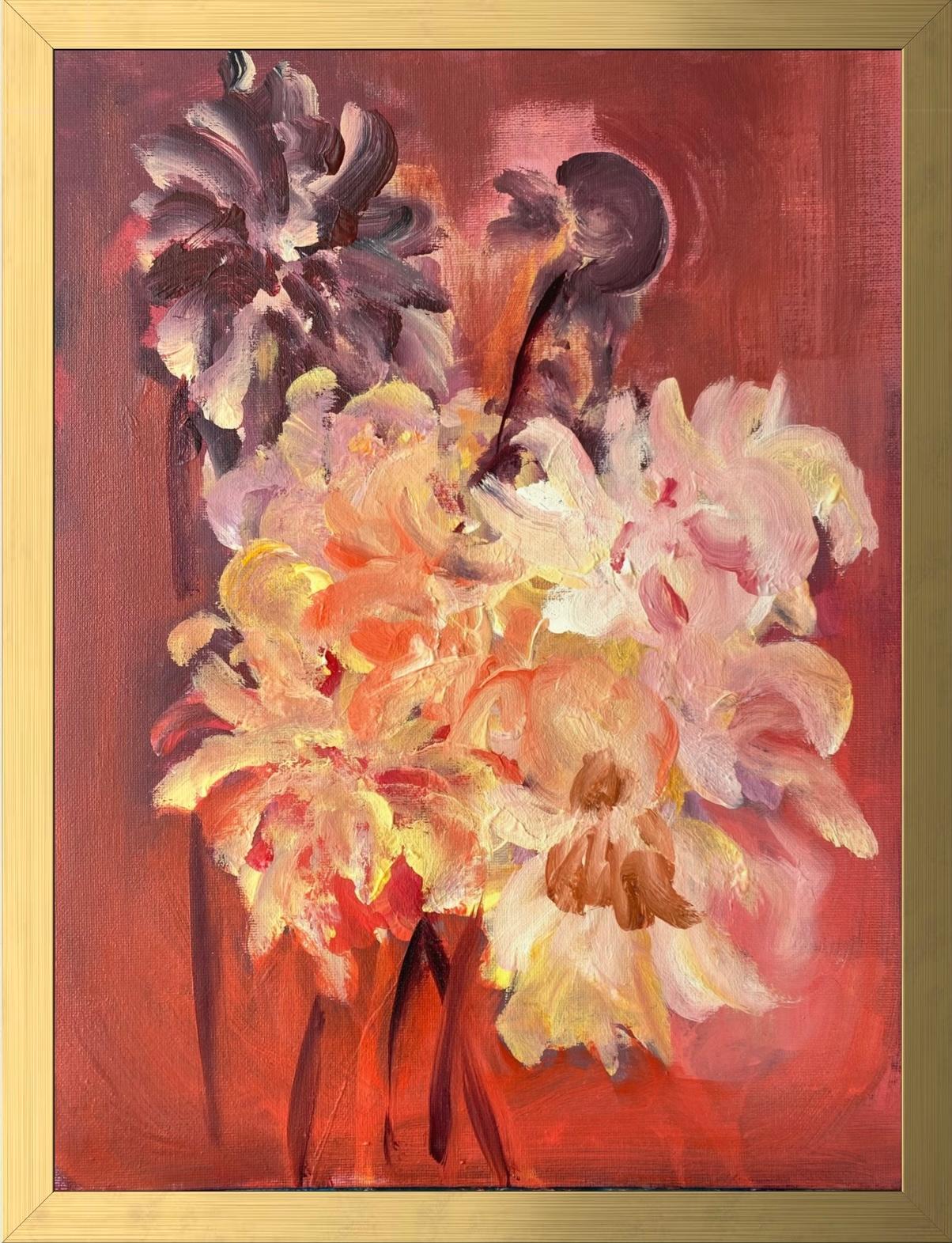 Hand Painted one off Proof-Jardin d
Automne-British Awarded Artist-Dahlia in Red