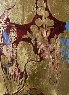 Épreuve d'artiste peinte à la main – « Strawberry Moon Field » – Artiste britannique primé – Feuille d'or