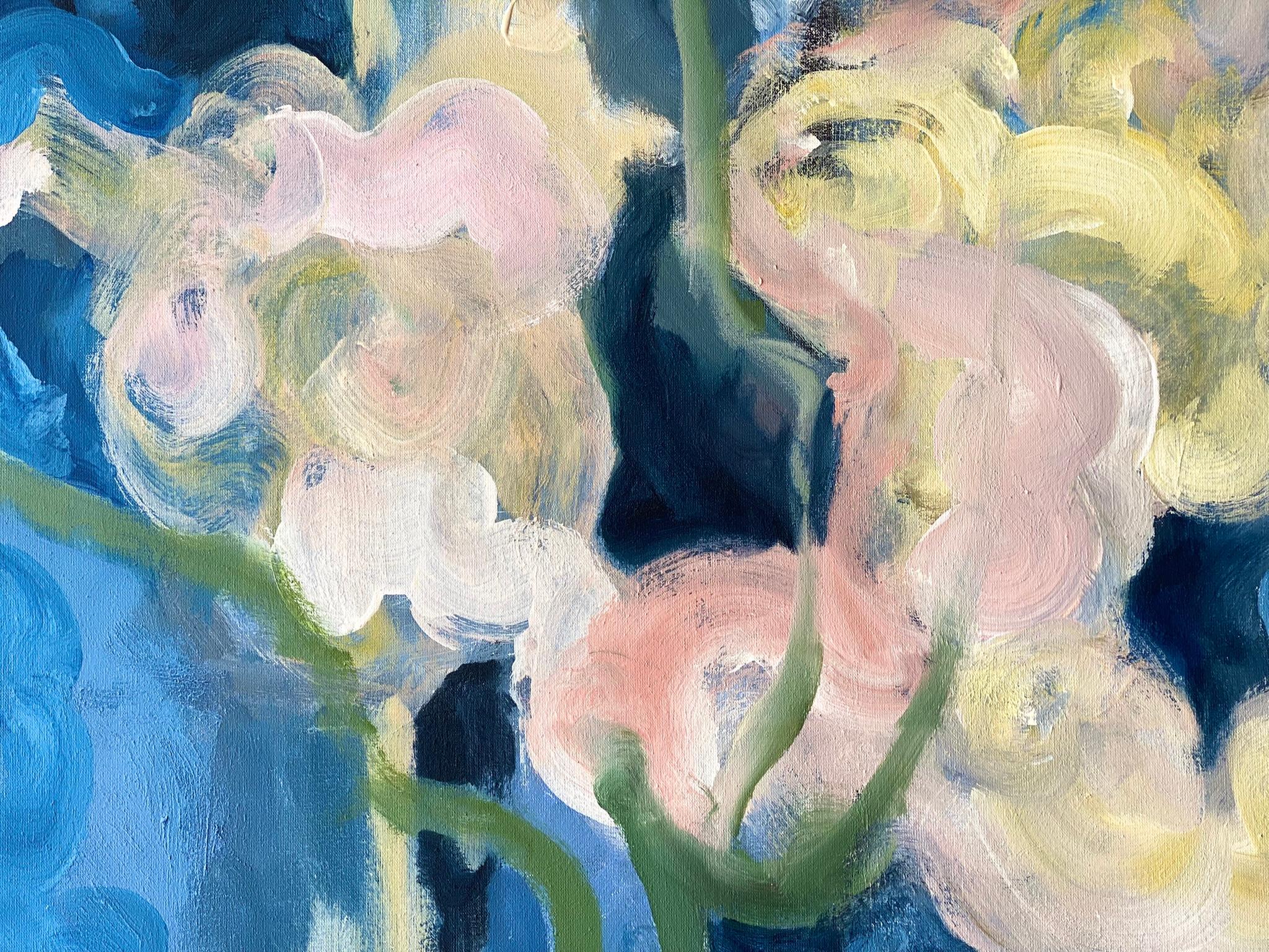 Having a Cigarette among Pink and Blue-pure 18K Gold Leaf-British Awarded Artist For Sale 14