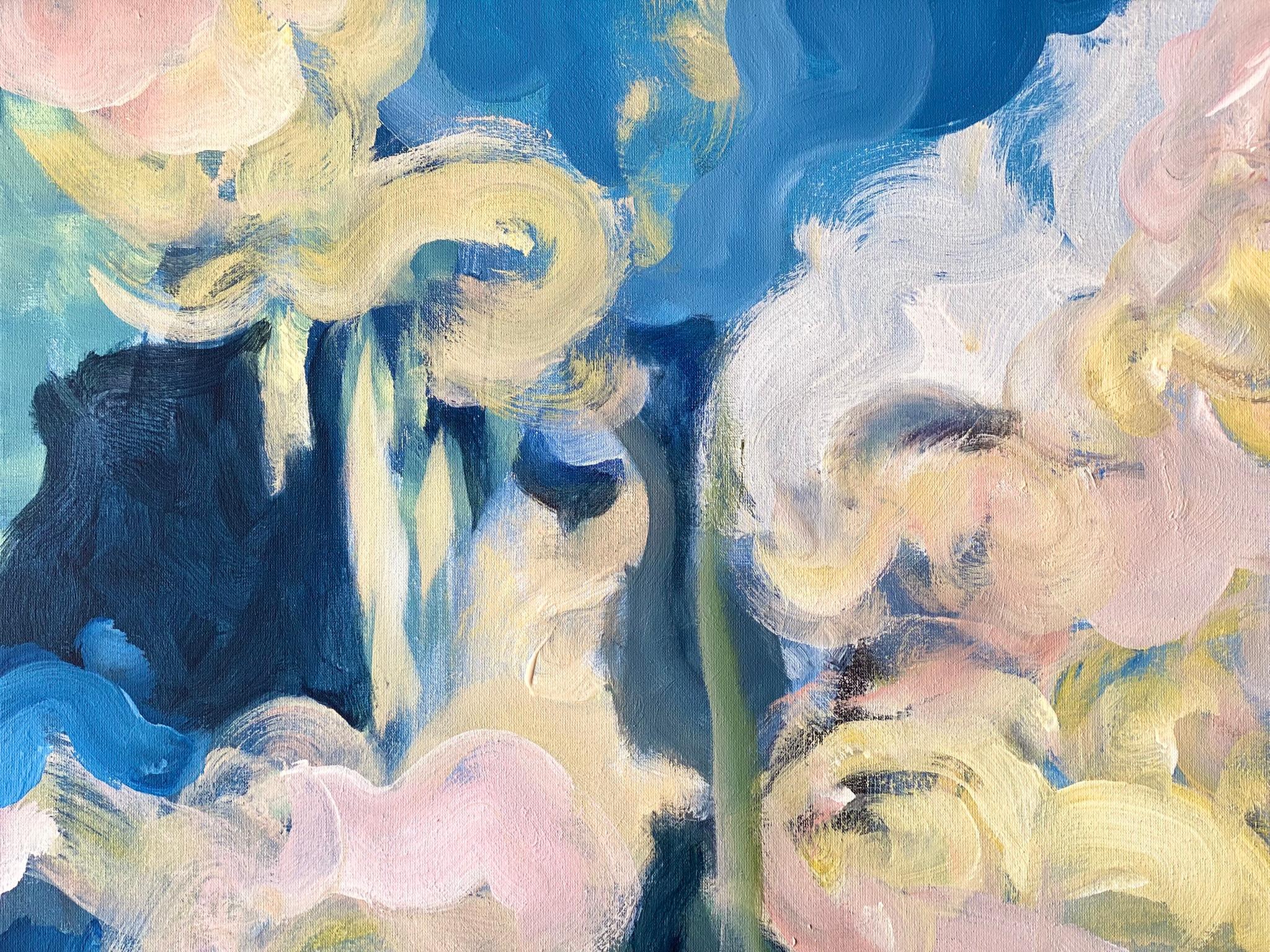Having a Cigarette among Pink and Blue-pure 18K Gold Leaf-British Awarded Artist For Sale 15