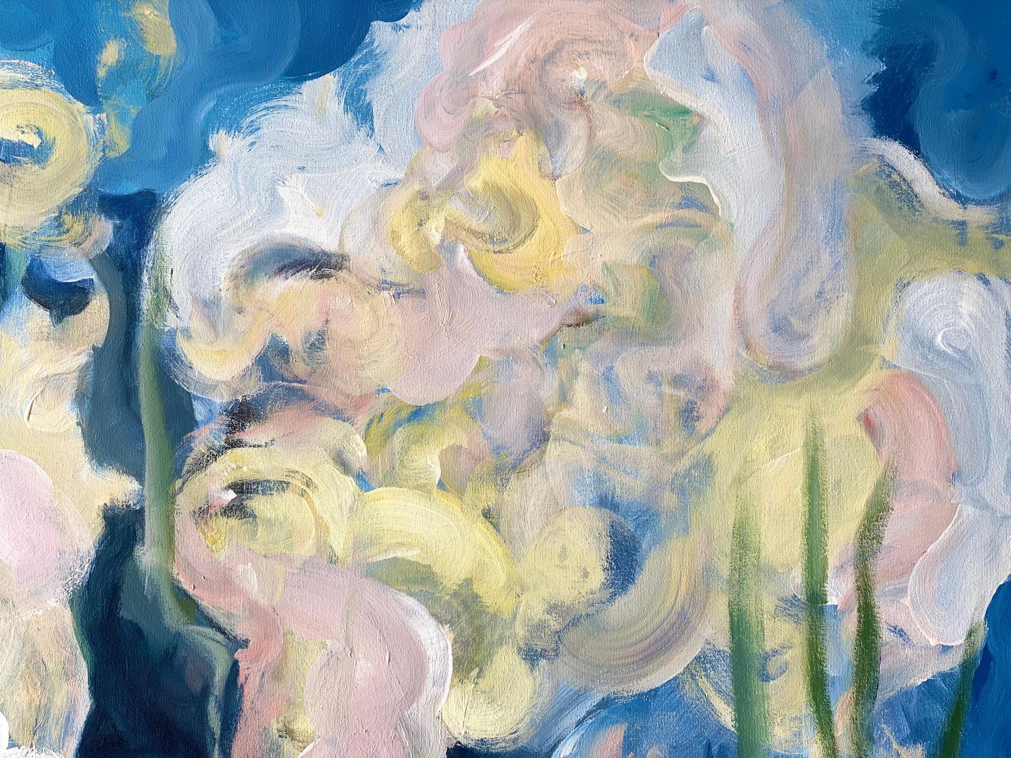 Having a Cigarette among Pink and Blue-pure 18K Gold Leaf-British Awarded Artist For Sale 16