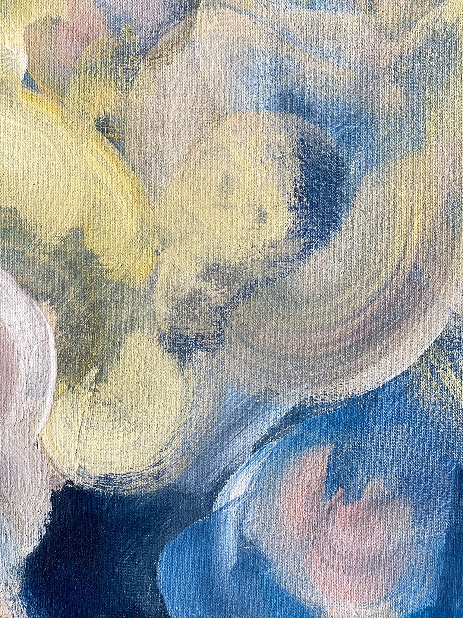 Having a Cigarette among Pink and Blue-pure 18K Gold Leaf-British Awarded Artist For Sale 5