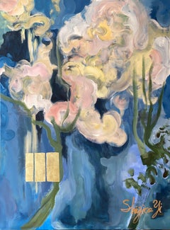 Having a Cigarette among Pink and Blue-pure 18K Gold Leaf-British Awarded Artist