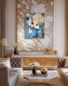 Having a Cigarette among Pink and Blue-Pure Gold 18K Leaf-British Awarded Artist