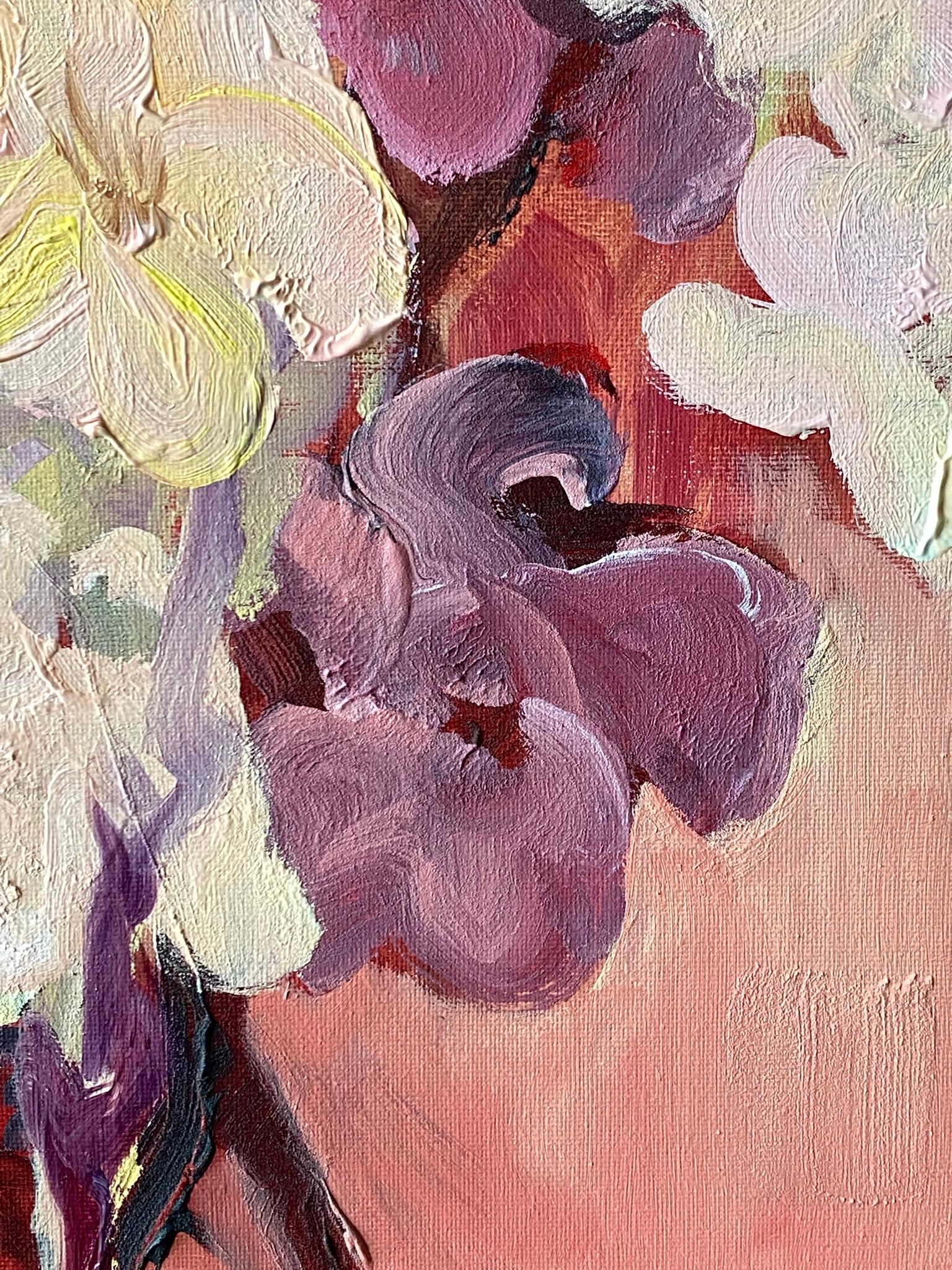 Original 3 Sisters-Triptych-British Awarded Artist-Gladiolus-Dahlias-Elderberry For Sale 8