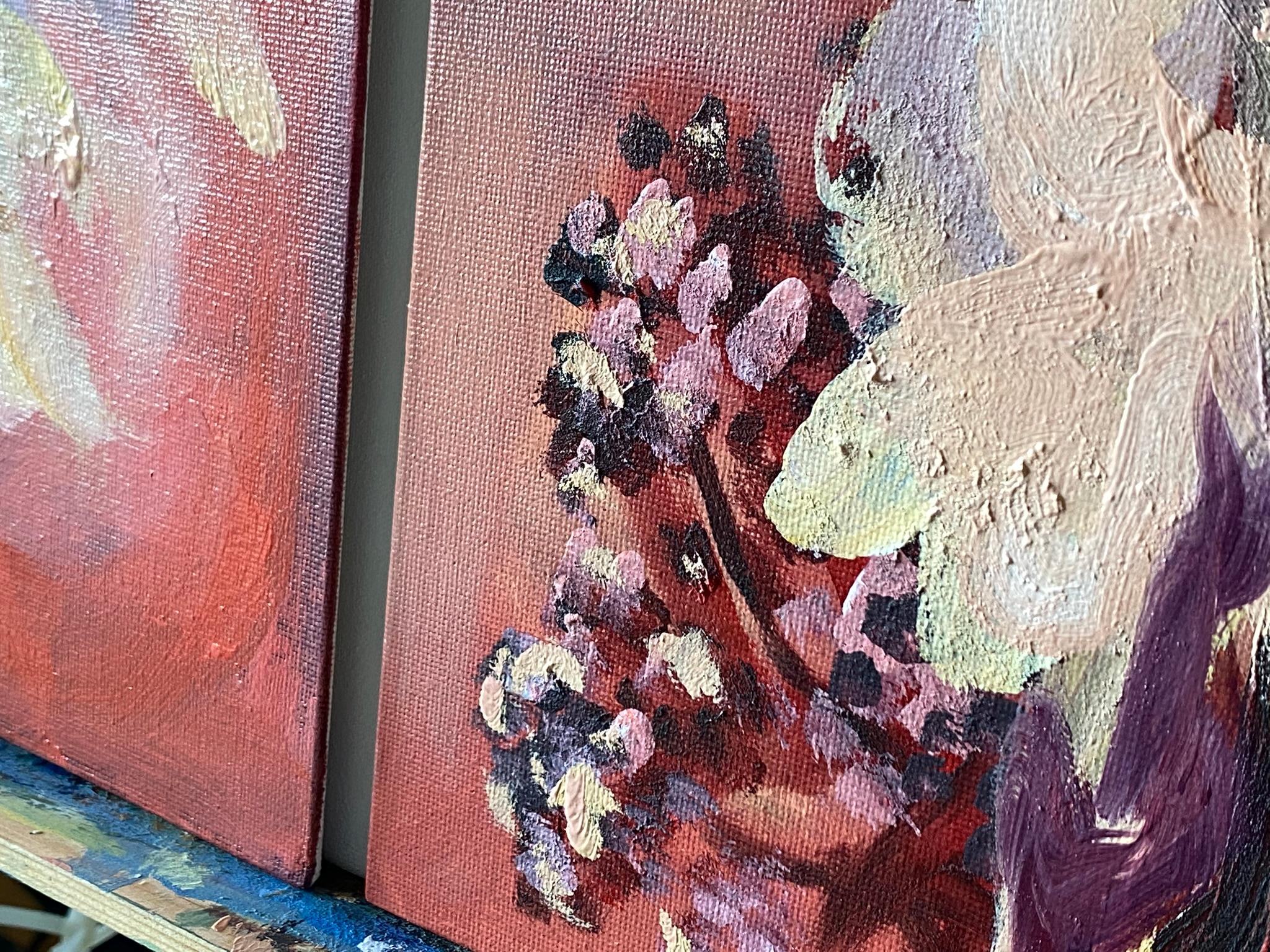 Original 3 Sisters-Triptych-British Awarded Artist-Gladiolus-Dahlias-Elderberry For Sale 9
