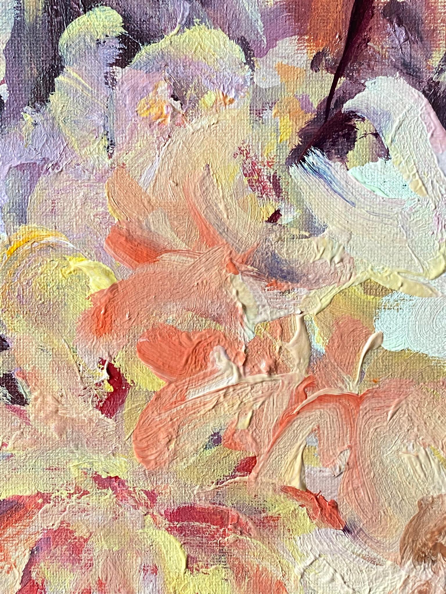 Original 3 Sisters-Triptych-British Awarded Artist-Gladiolus-Dahlias-Elderberry For Sale 3