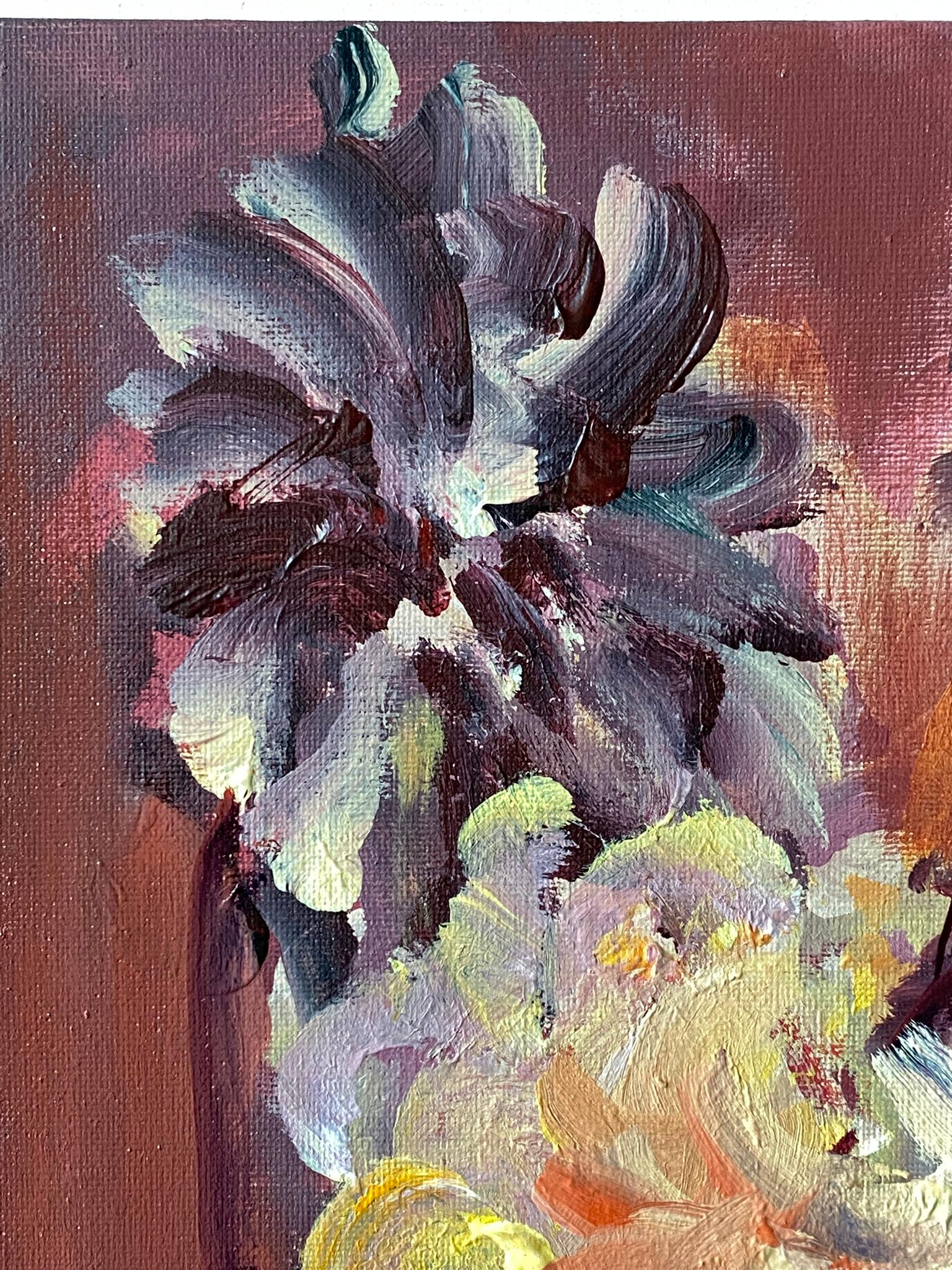 Original 3 Sisters-Triptych-British Awarded Artist-Gladiolus-Dahlias-Elderberry For Sale 4