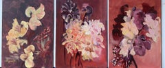 Original 3 Sisters-Triptyque-Artiste britannique primé-Gladiolus-Dahlias-Elderberry