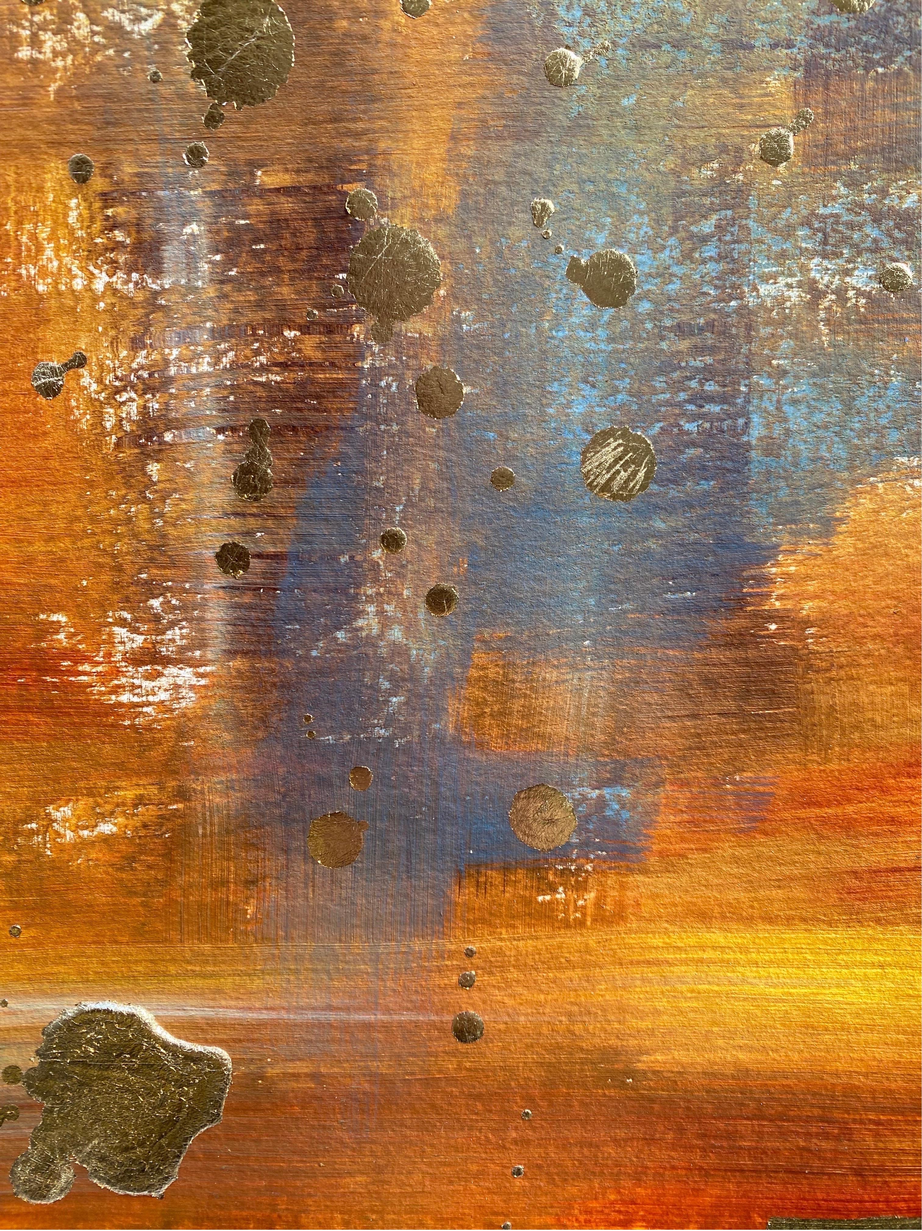 Original-Across the Universe-abstract-gold leaf-UK Awarded Artist-Work on paper 3