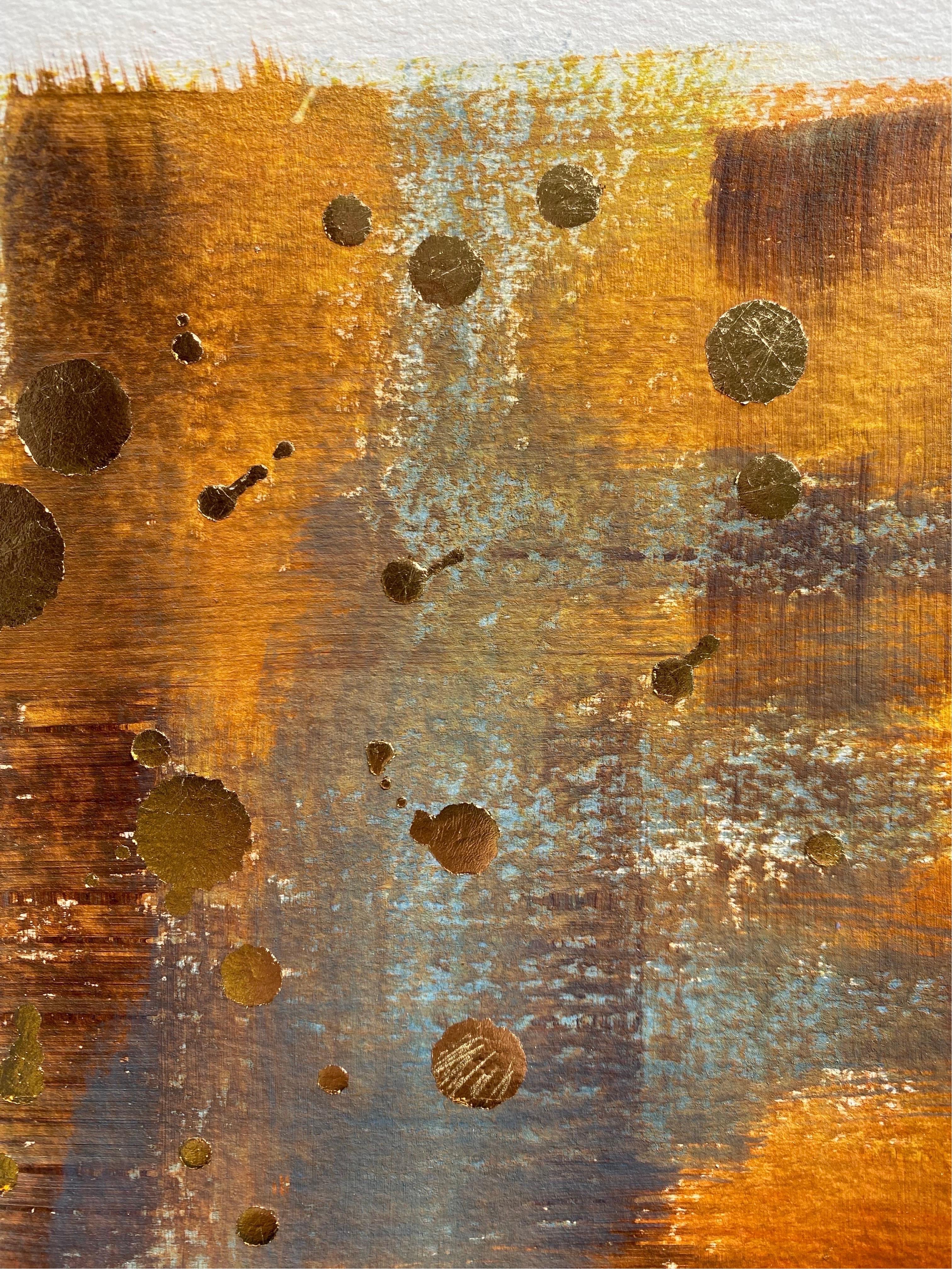 Original-Across the Universe-abstract-gold leaf-UK Awarded Artist-Work on paper 4