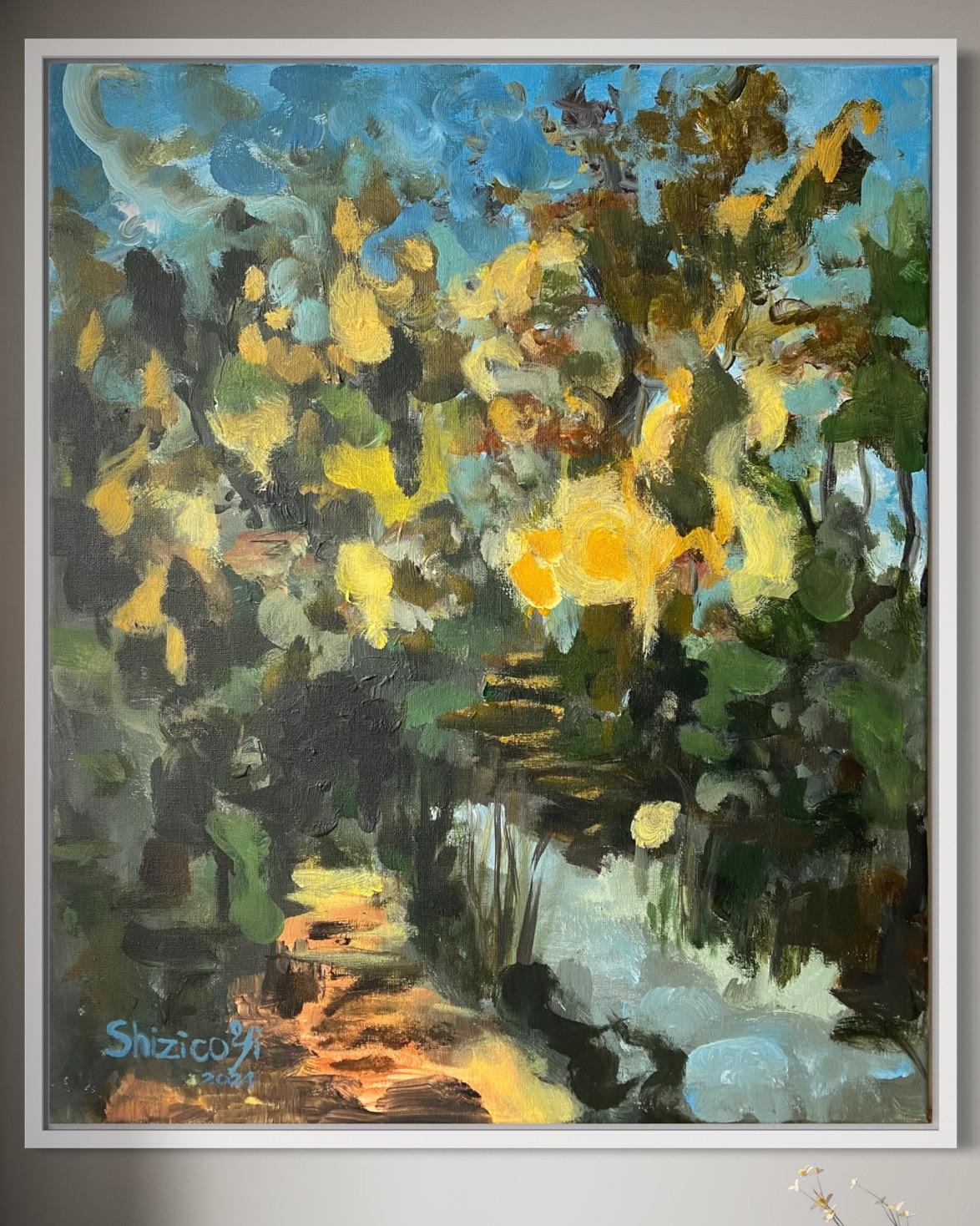 Original Herbstumarmung -plein air-British Awarded Artist-Expressionist-Abstract (Impressionismus), Painting, von Shizico Yi