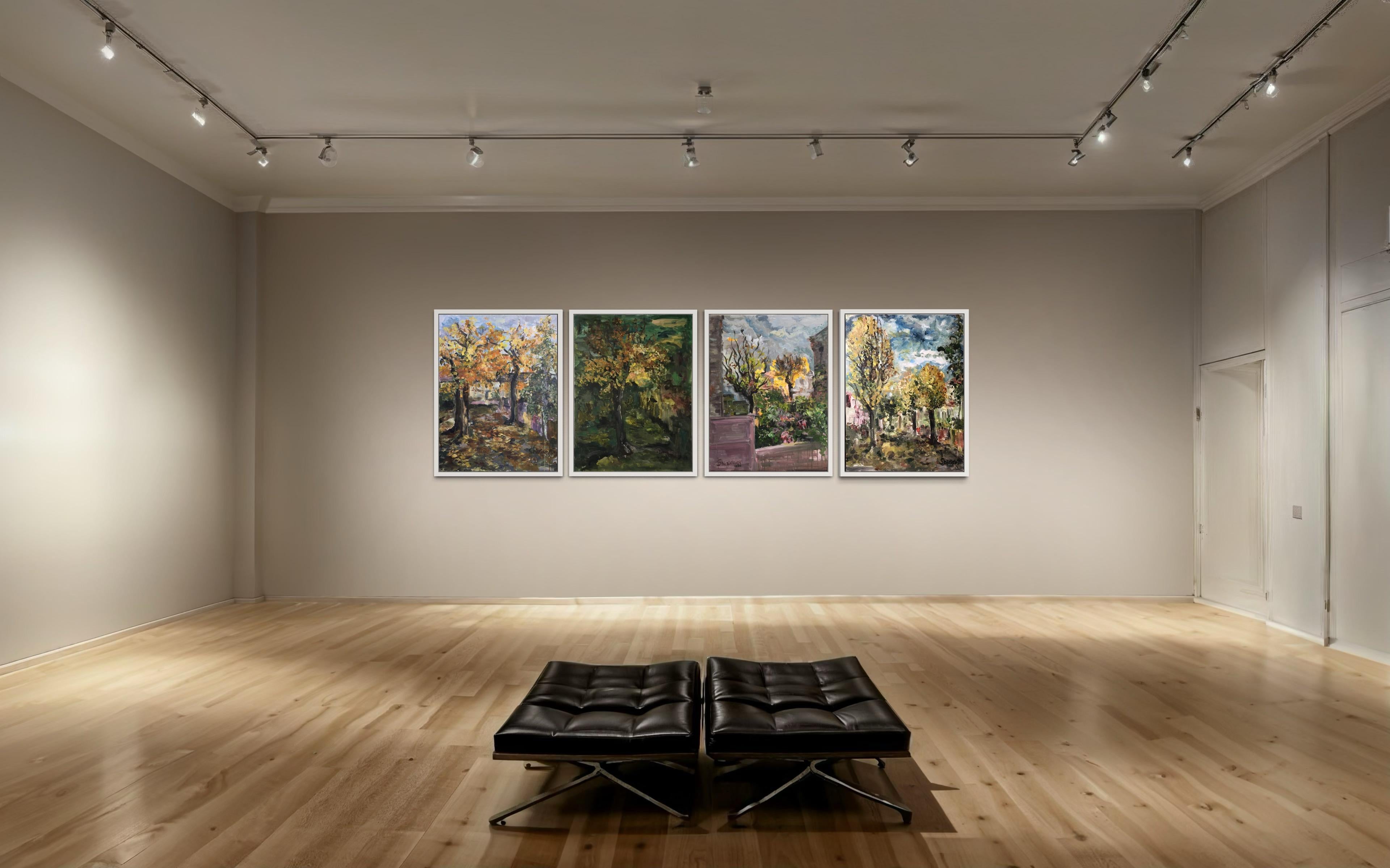 Serie original Otoño en Londres-plein air-Artista británico galardonado -4 Óleos grandes