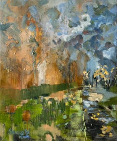 Original Autumn Avenue-plein air-British Awarded Artist-Oil Expression-Abstract