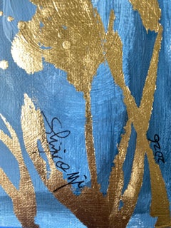 Original-Benton Irises in Starry Night-Le Bleu-Awarded Woman Artist-Gold Leaf