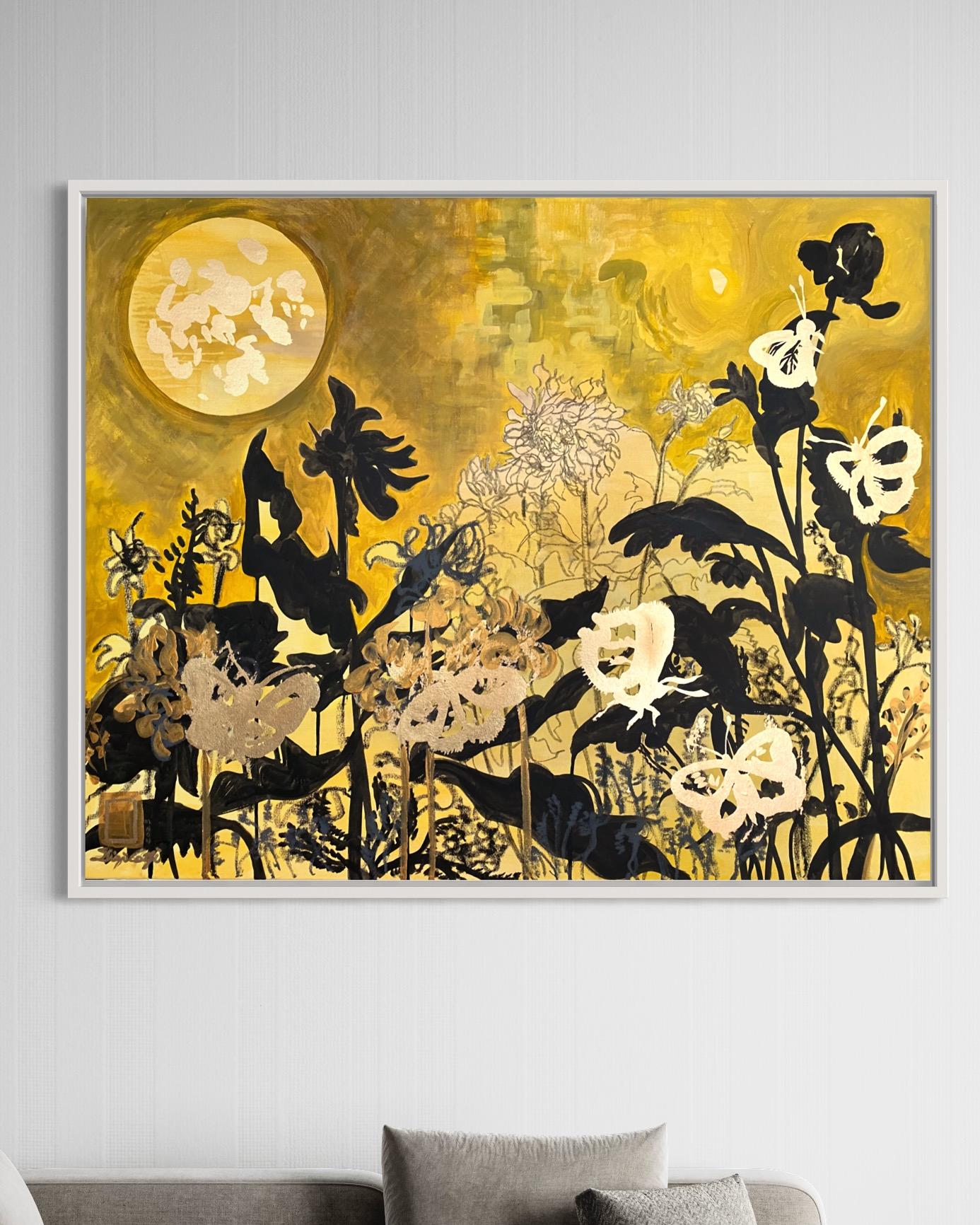 Original-Blue Moon Field-Abstract-Expression-Gold Leaf-UK Awarded Artist-large 11