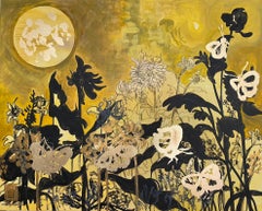 Original-Campo de la Luna Azul-Abstracto-Expresión-Gold Leaf-Artista británico galardonado-Grande