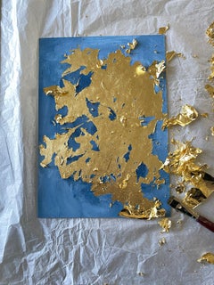 Original-Bouquet of Summer-Le Bleu-British Awarded Artist-work on paper-Goldleaf