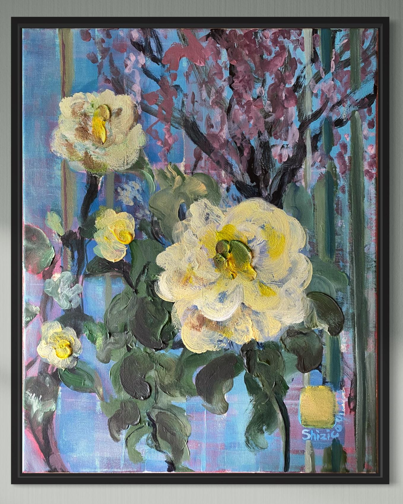 Original-CamelliasPink WillowTree-Abstract-Weaver-feat.Tartan-UK ausgezeichneter Künstler (Abstrakter Expressionismus), Painting, von Shizico Yi