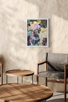 Original-canvas board, Golden Period- Benton Irises, flower, expression, Modern