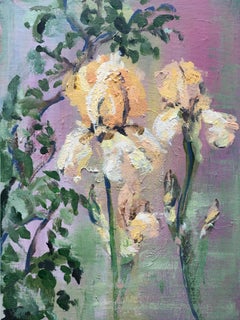 Original-canvas, Golden Period-Benton Irises II, flower, expression, Modern