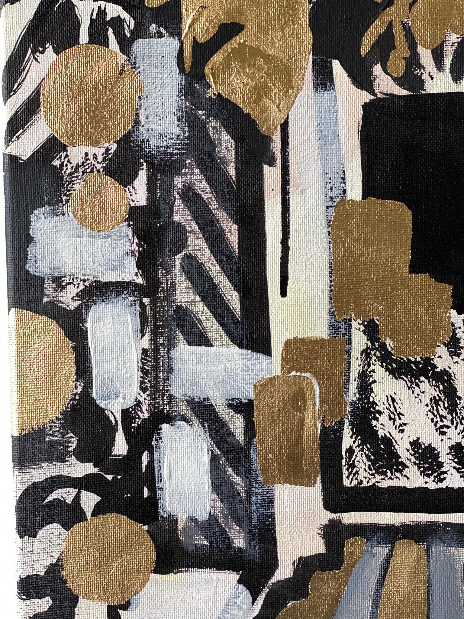 Original-Cat, Octopus in Inner Forest-British Awarded Artist-GoldLeaf+Ink Canvas For Sale 9