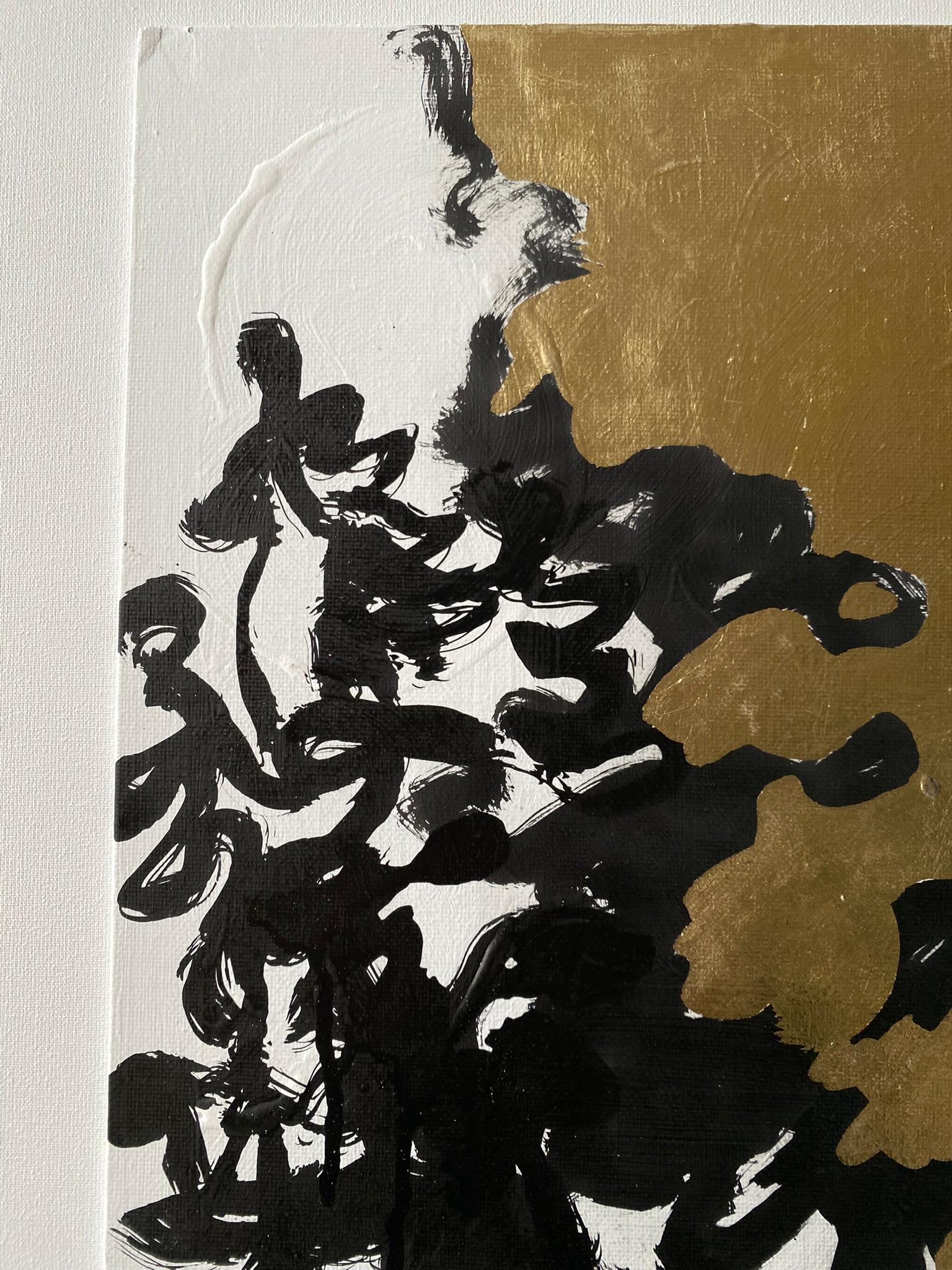 Original-Cat, Pond, Trellis with Lime Trees-British Awarded Artist-Gold Leaf+Ink For Sale 9