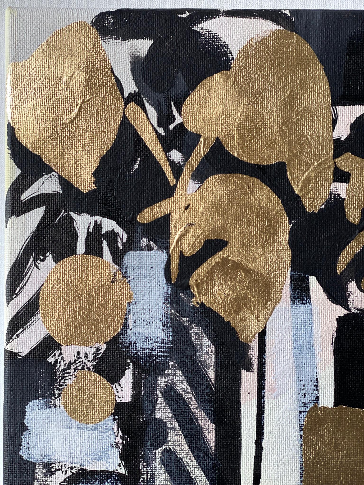 Original-Cat, Octopus in Inner Forest-British Awarded Artist-GoldLeaf+Ink Canvas For Sale 2