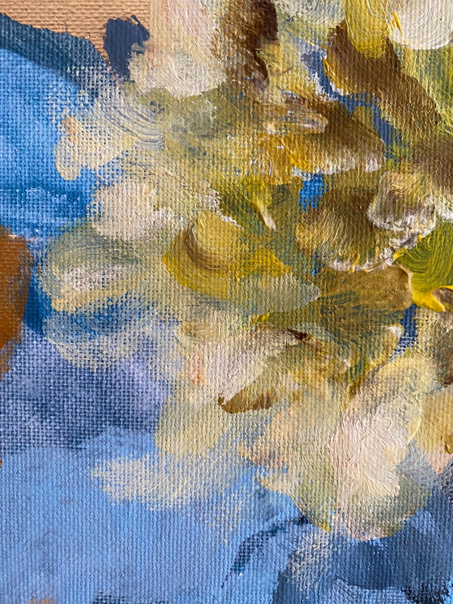 Original-Dahlias and Small Copper-Gold leaf-UK Award Artist-Abstract-impression 12