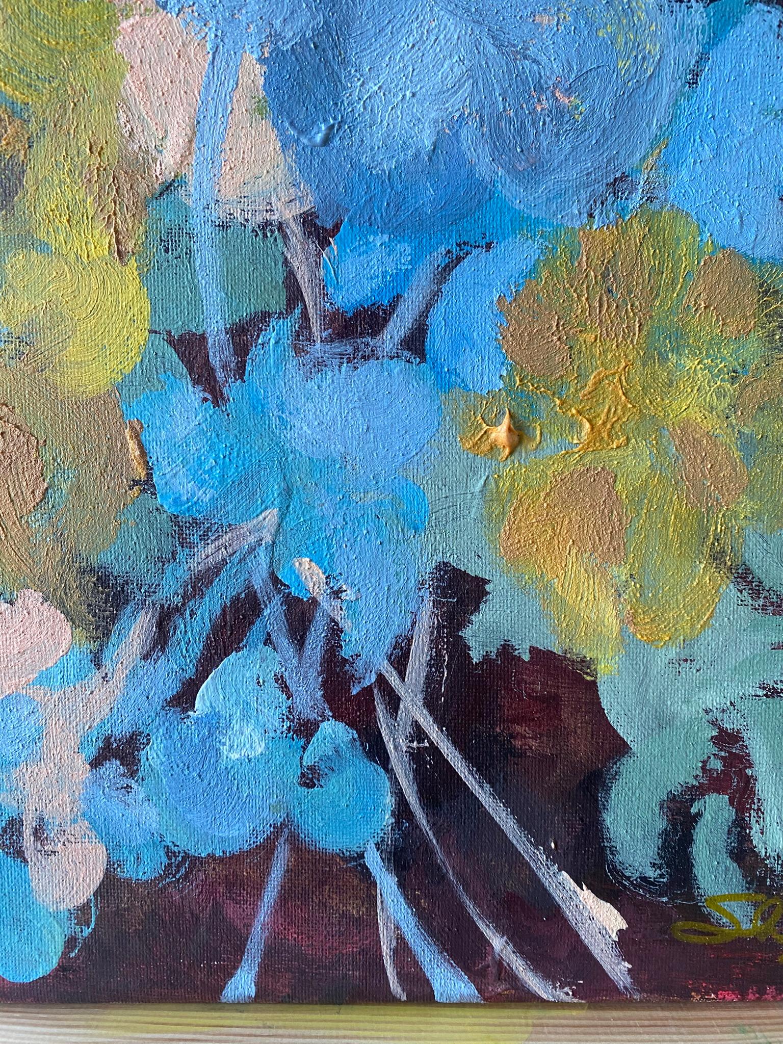 Originale-Dalie-Artista britannico premiato-Impressione-Impasto-Serie Giardino d'Inverno in vendita 6