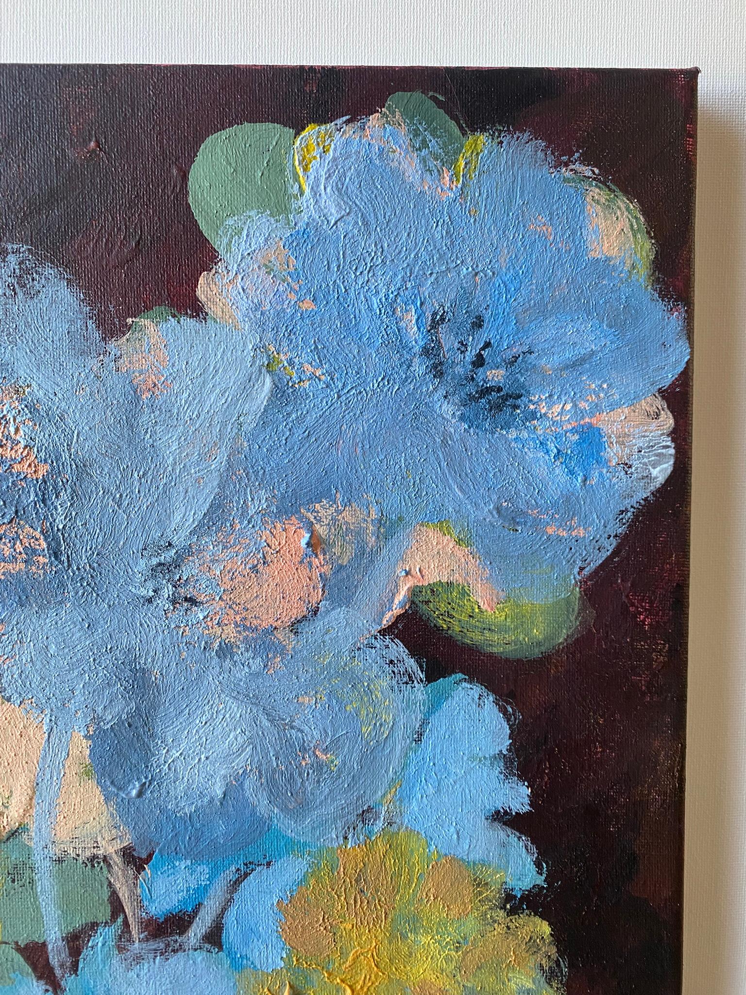 Originale-Dalie-Artista britannico premiato-Impressione-Impasto-Serie Giardino d'Inverno - Painting Impressionismo astratto di Shizico Yi