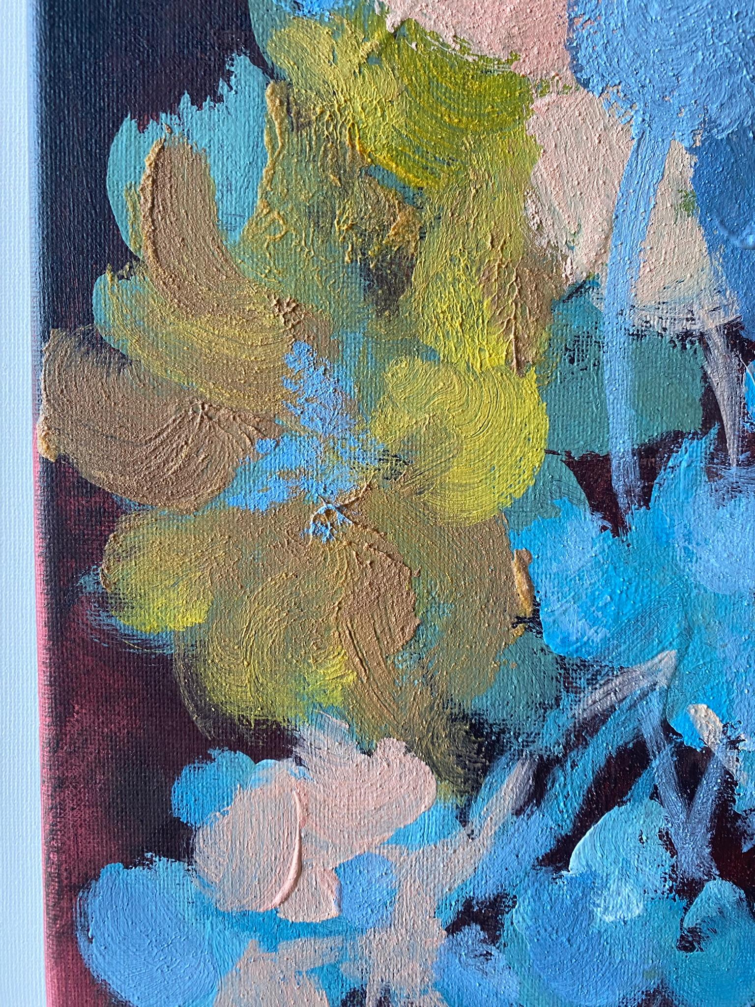 Originale-Dalie-Artista britannico premiato-Impressione-Impasto-Serie Giardino d'Inverno in vendita 5