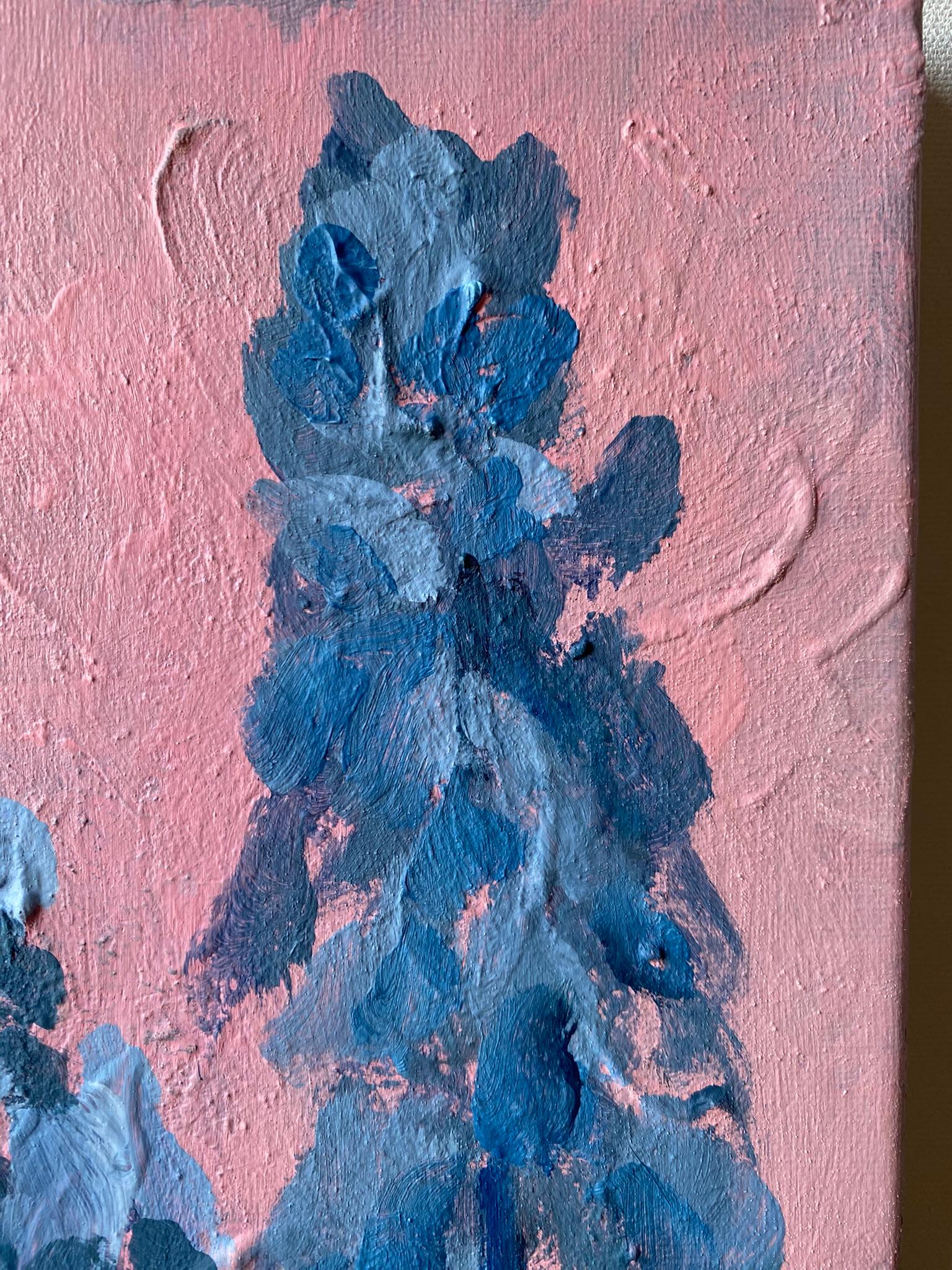 Original Diptych-Foxgloves-British Awarded Artist-Blue Purple-Impasto-gold leaf For Sale 2