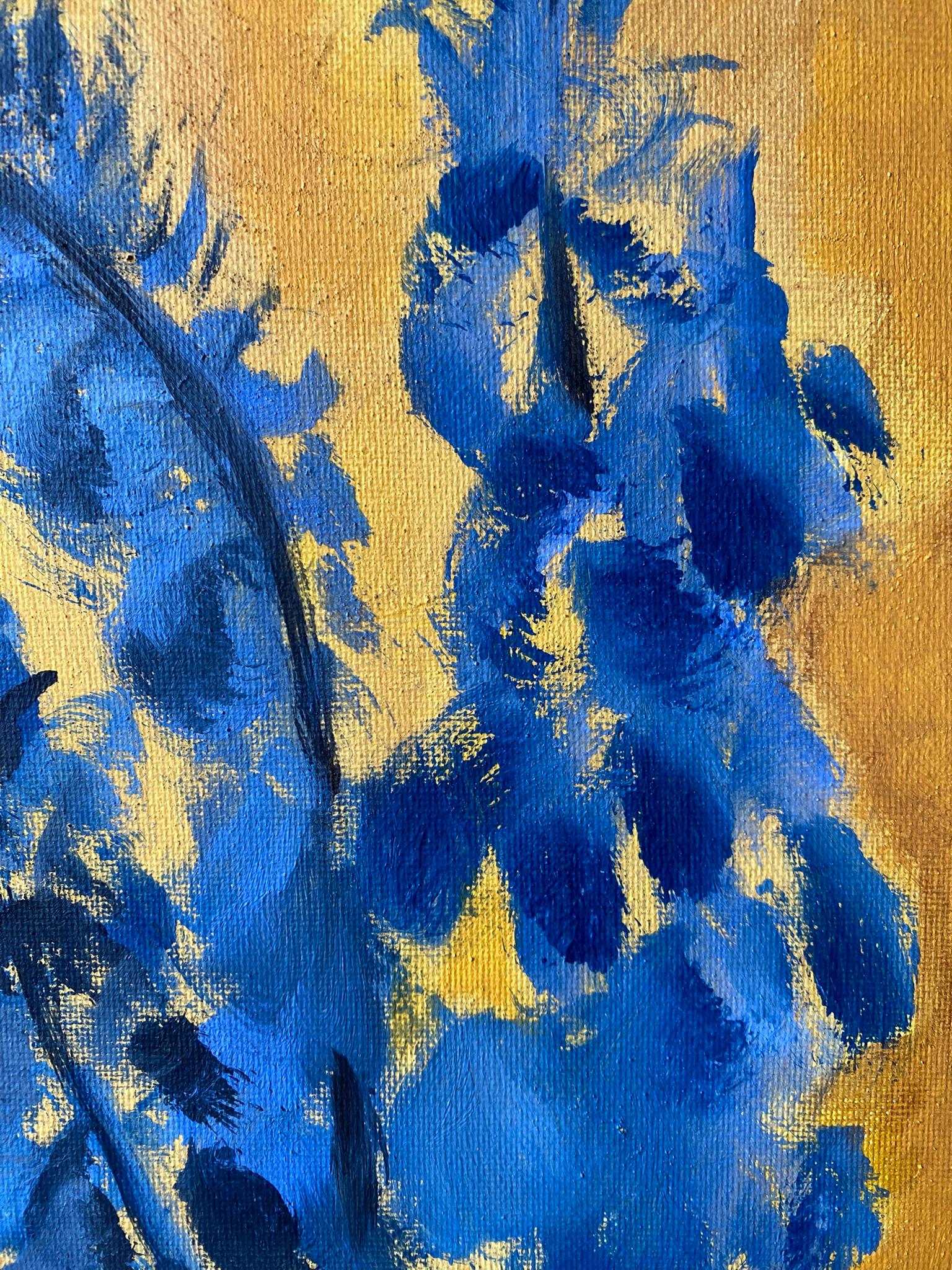 Diptyque original-Foxgloves-Artiste britannique primé-Impression-Impasto-feuille d'or en vente 7
