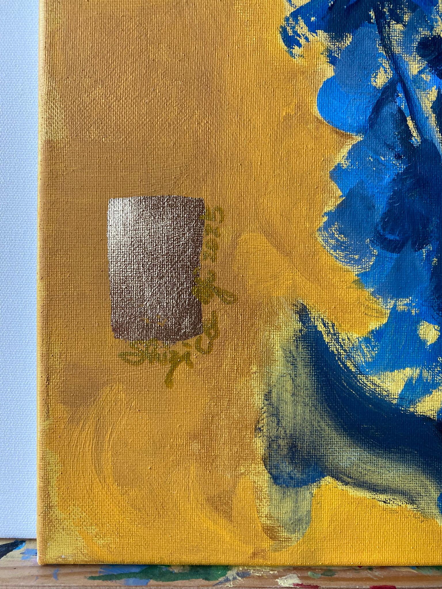 Diptyque original-Foxgloves-Artiste britannique primé-Impression-Impasto-feuille d'or en vente 8