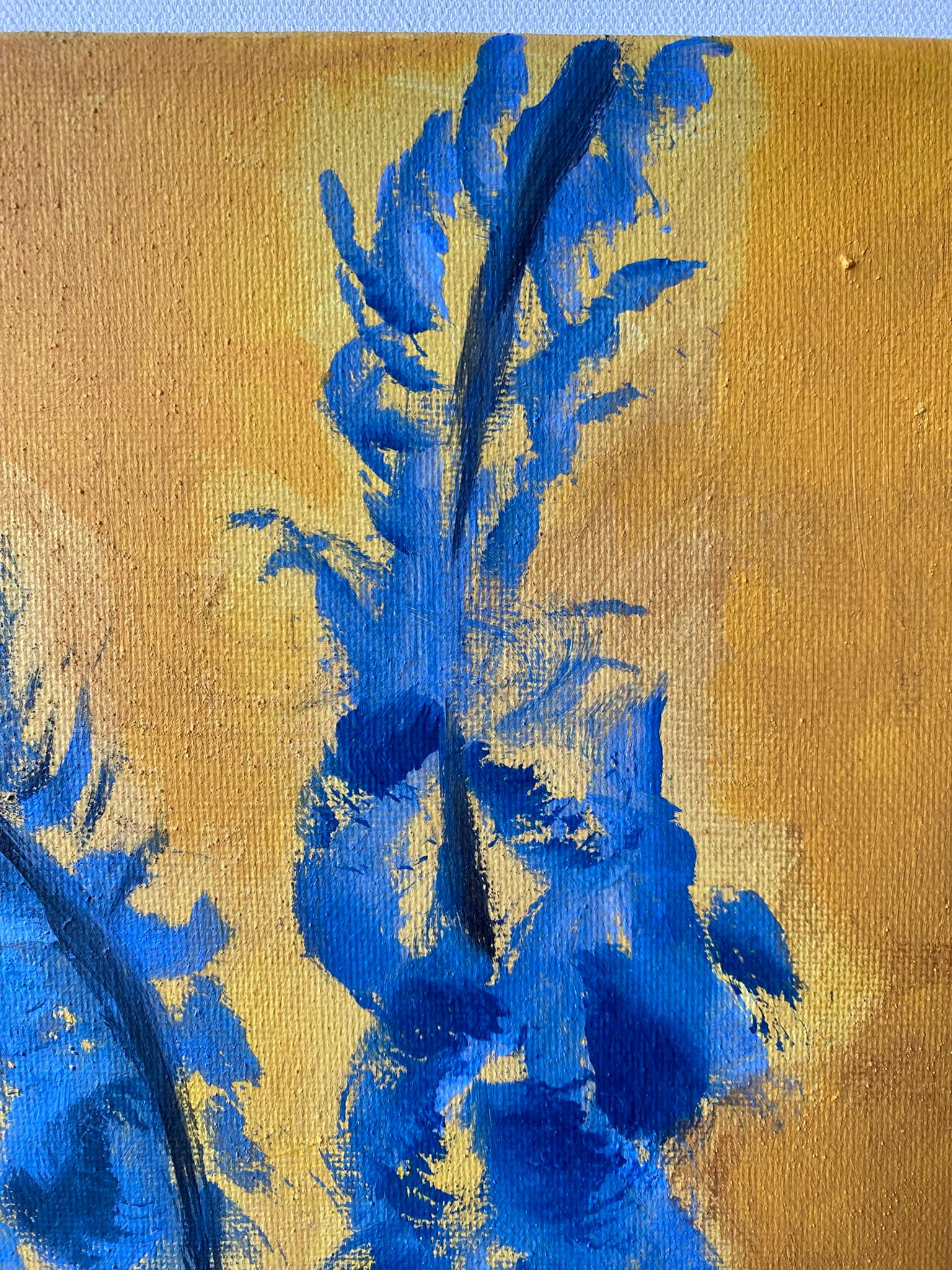 Diptyque original-Foxgloves-Artiste britannique primé-Impression-Impasto-feuille d'or en vente 10