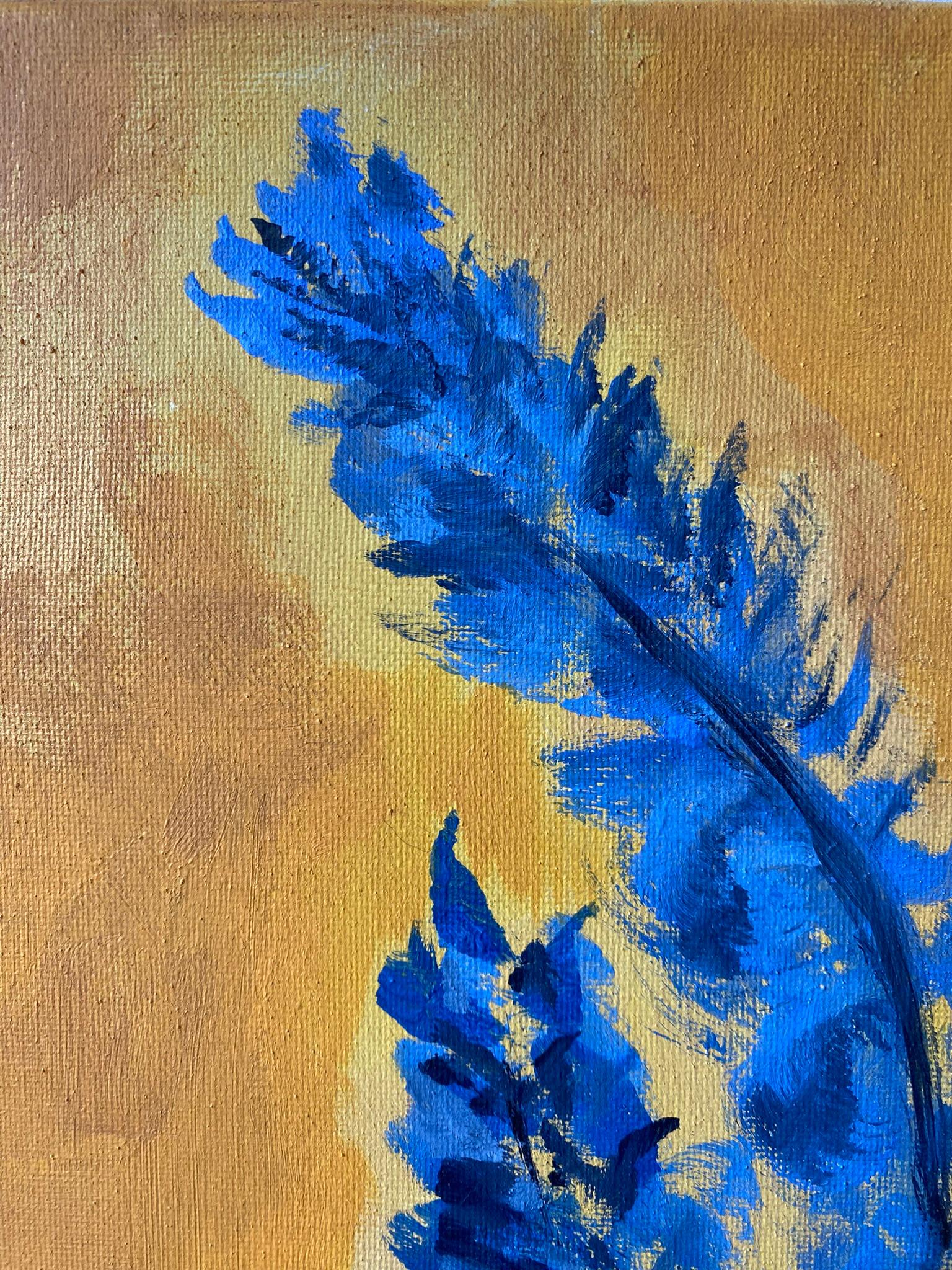 Diptyque original-Foxgloves-Artiste britannique primé-Impression-Impasto-feuille d'or en vente 11