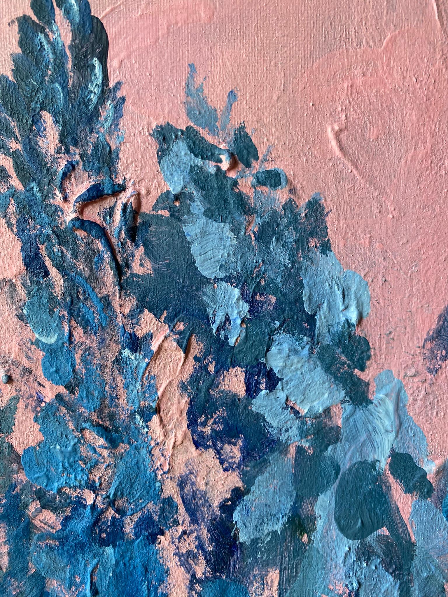 Diptyque original-Foxgloves-Artiste britannique primé-Impression-Impasto-feuille d'or en vente 1