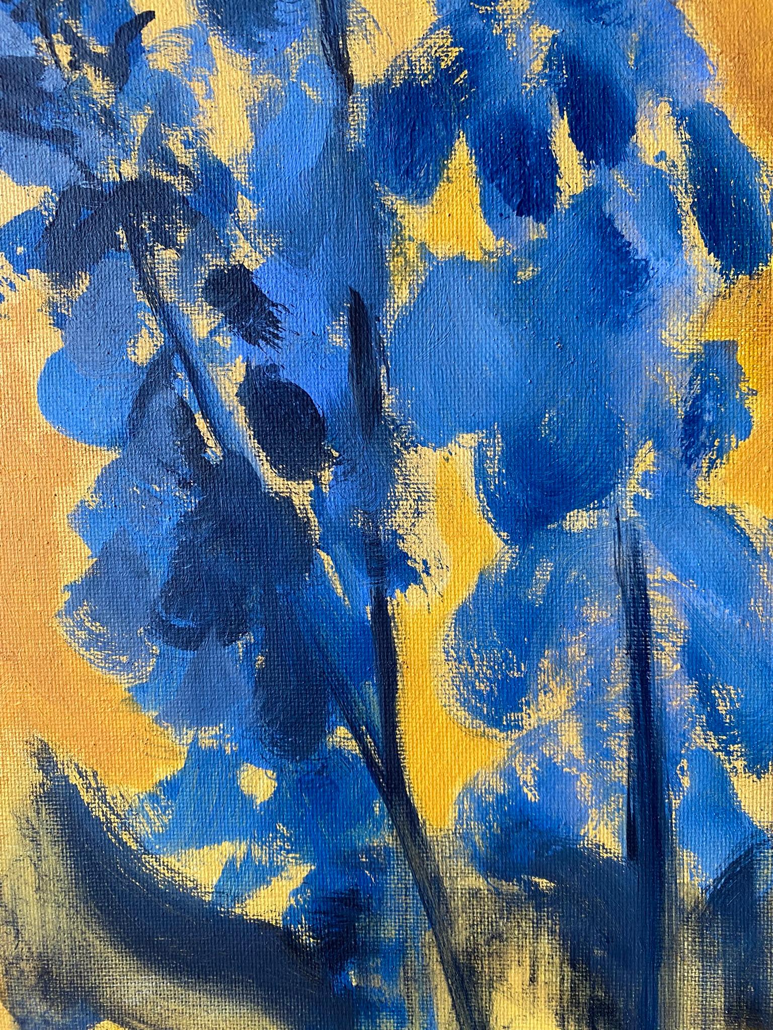 Diptyque original-Foxgloves-Artiste britannique primé-Impression-Impasto-feuille d'or en vente 5